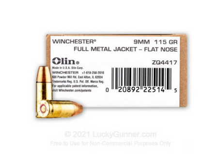 buy Winchester Ammo 9mm 115gr FMJ-FN 50rd box online