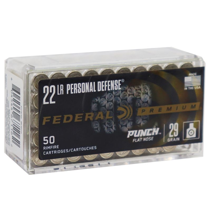 Buy Federal Premium Personal Defense .22 LR 29gr Punch Flat Nose 50rd box Online
